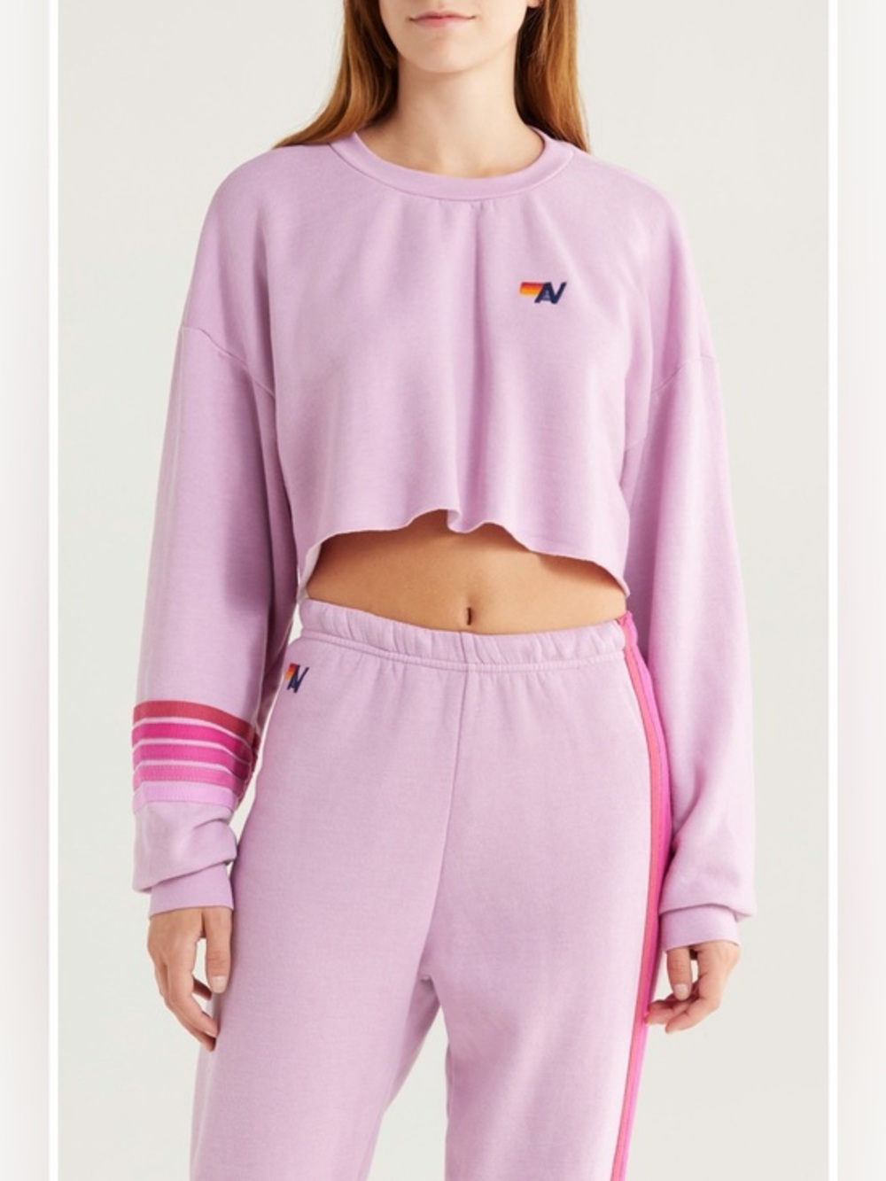 Aviator Nation Rugby Stitch Crop Sweatshirt